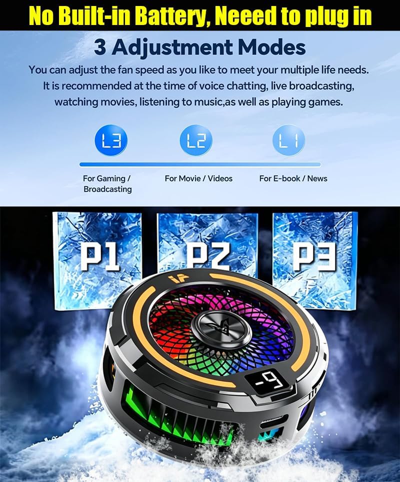 Magnetic & Clip-on Semiconductor Phone Cooler w/RGB & Finger Sleeves - Image 5