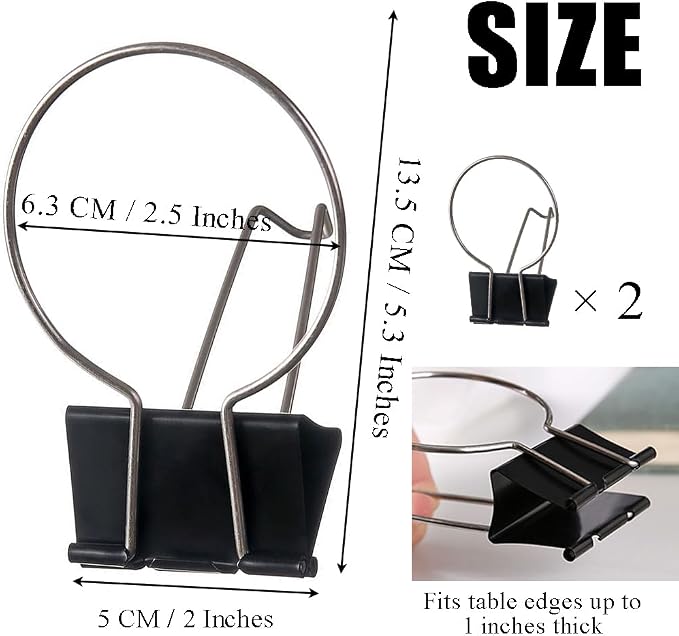OULIGET Desk Cup Holder Binder Clips Hooks,Disposable Paper Cup Table Edge Clamp,Headphone Bag Keys Hats Pencil Hanger for Home Office and School,2 Pack - Image 2