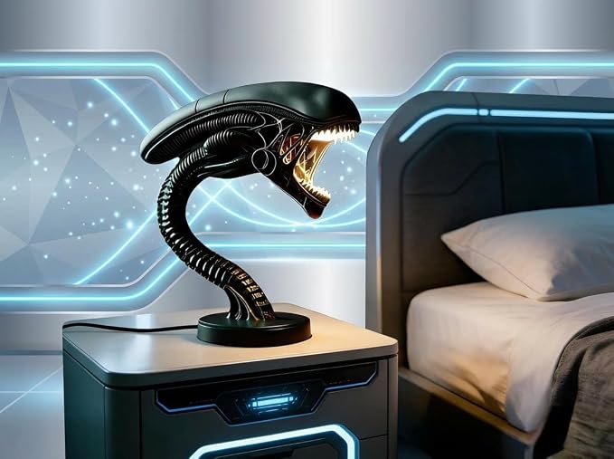 Alien Space Monster LED Desk Lamp 3D Resin Night Light for Sci-Fi Lovers, Alien Desk Lamp, Home Decorative Lighting; Horror Inspired Decorative Lamp for Desk, or Bedside Table (Mid Century) - Image 2