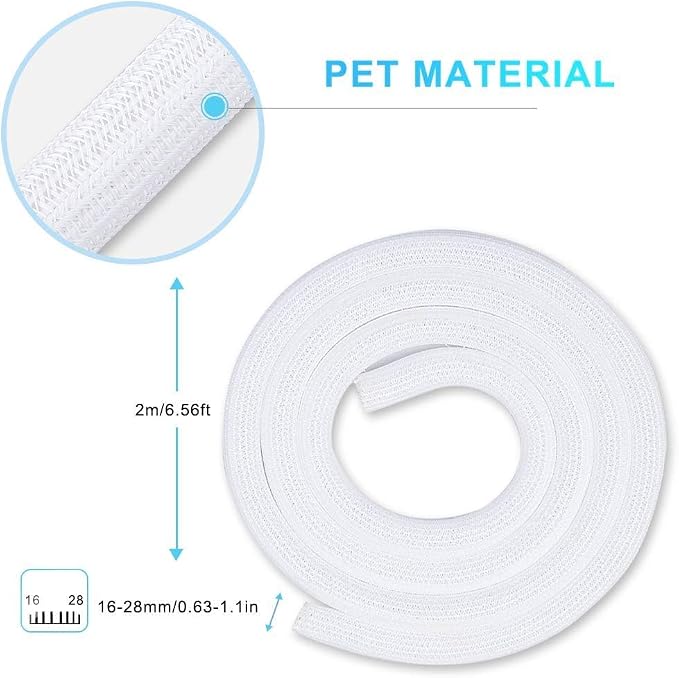 AGPTEK Cable Sleeve, 6.6ft - 2/3 inch Cable Management Cord Hider, White - Image 2