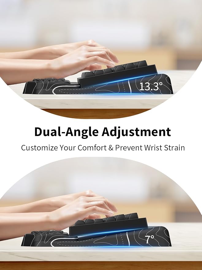 3-in-1 Ergonomic Keyboard Stand with Wrist Rest & Mouse Pad Set,Topographic | Comfy Keyboard Riser Holder Soft Mousepad with Massage Design, Memory Foam and Non-Slip PU Base for Pain Relief - Image 3