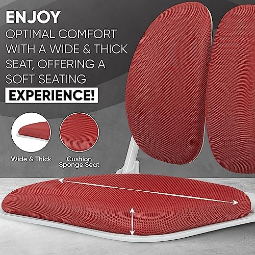Ergonomic Dual-Backrests Floor Chair with Back Support (Red) | Reduce pressure on your back by up to 50% - Image 4