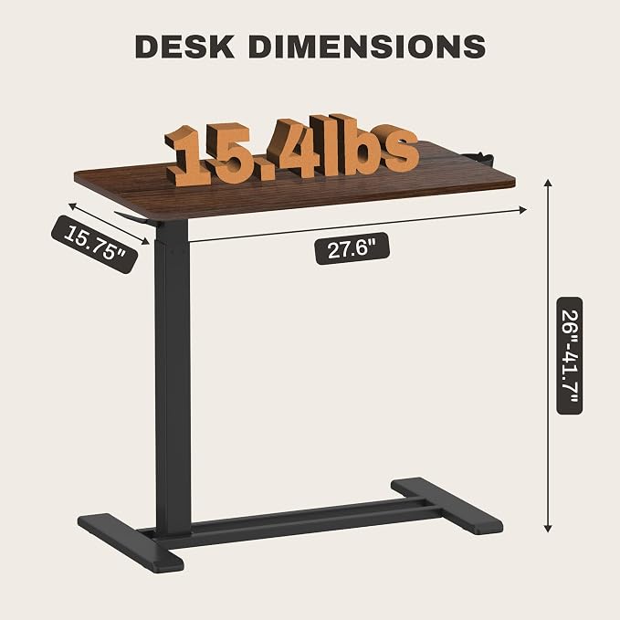 FLEXISPOT 28" Mobile Standing Desk Pneumatic Lift Computer Workstations - Image 3