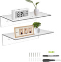 Sezanrpt 12 Inches Acrylic Wall Shelves 2 Pack, Floating Shelf for Wall Mounting, Acrylic Display Ledges for Funko Pop Figures, Home Décor, Living Room, Gaming Room, Plants(12 inch, Clear) by Sezanrpt