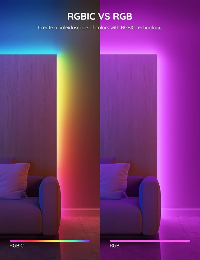 Govee 100ft RGBIC LED Strip Lights, LED Lights for Bedroom, APP Control - Image 2