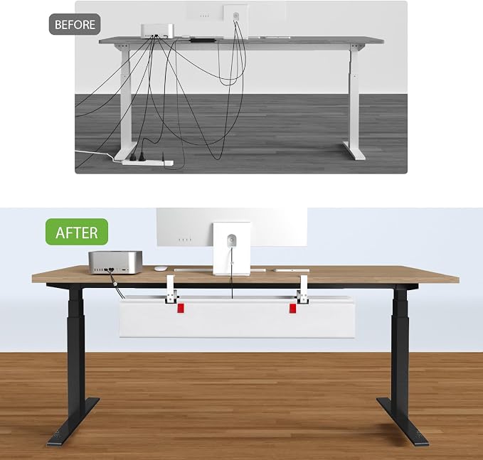 KEEGH Large No Drill Under Desk Cable Management Tray 36 in, White - Image 6