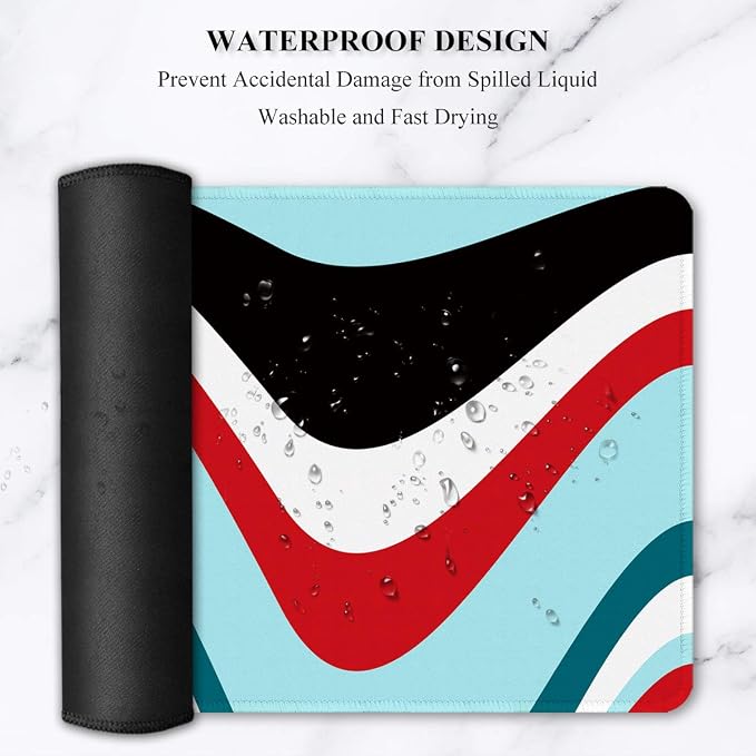 Auhoahsil Large Mouse Pad, Full Desk XXL Extended Gaming Mouse Pad 35" X 15", Waterproof Desk Mat w/Stitched Edge, Non-Slip Laptop Computer Keyboard Mousepad for Office & Home, Colorful Marble Design - Image 6