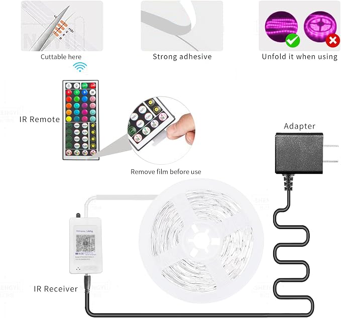 KSIPZE 100ft Led Strip Lights RGB Music Sync Color Changing Led Lights with Smart App Control Remote Led Lights for Bedroom Room Lighting Flexible Home Décor - Image 6