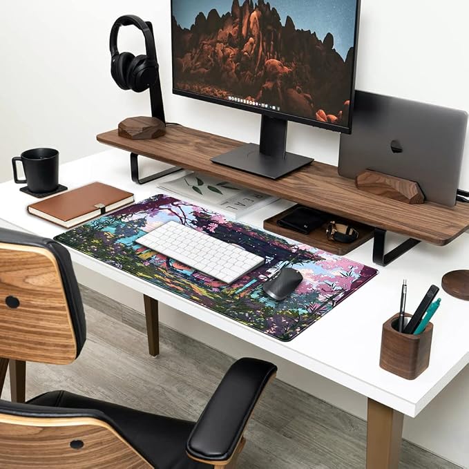 Pink Japan Desk Pad Anime Gaming Green Mouse Pad Large Mouse Pad For Desk Computer Pc Laptop Office Decor For Women, Anime Mouse Keyboard Pad Stitched Edges Non-Slip Rubber Mat Desk Pad (31.5x15.7 In) - Image 3