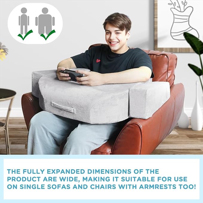 Reading Pillow Lap Desk with Adjustable Arm Support, Grey - Image 2