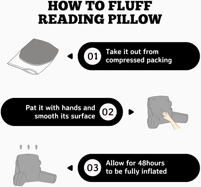 Unisakey Portable Comfy Reading Pillows for Bed Sitting Up(Grey Oeko-Tex), Velvet Back Pillow with Arms & Pockets for Adults, Support Memory Foam Bed Pillow for Dorm/Reading/Watching/Gaming - Image 8