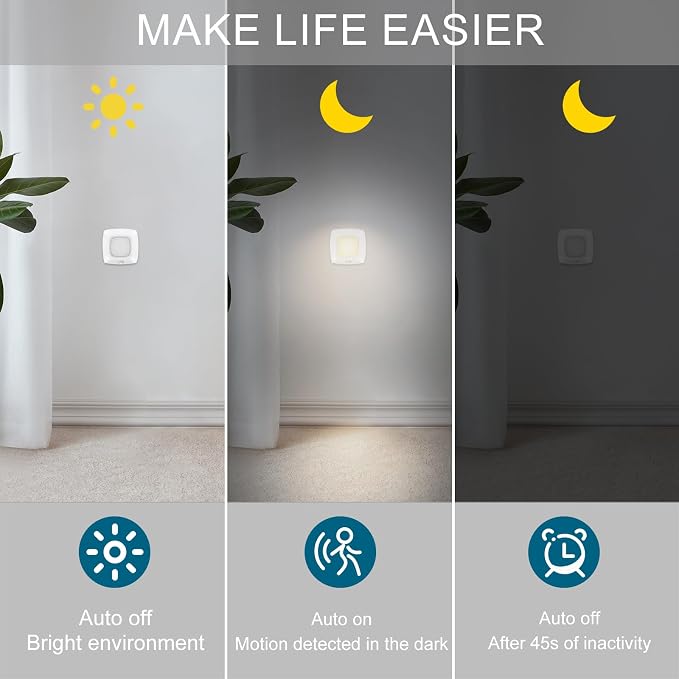 BIGMONAT Motion Sensor Tap Light,Battery Operated Puck Lighting, Safe,Portable,Easy to Install for Closet/Stair/Kitchen/Hallway/Cabinet Night Light (White,6Pack, Included 18 x AAA Batteries) - Image 3