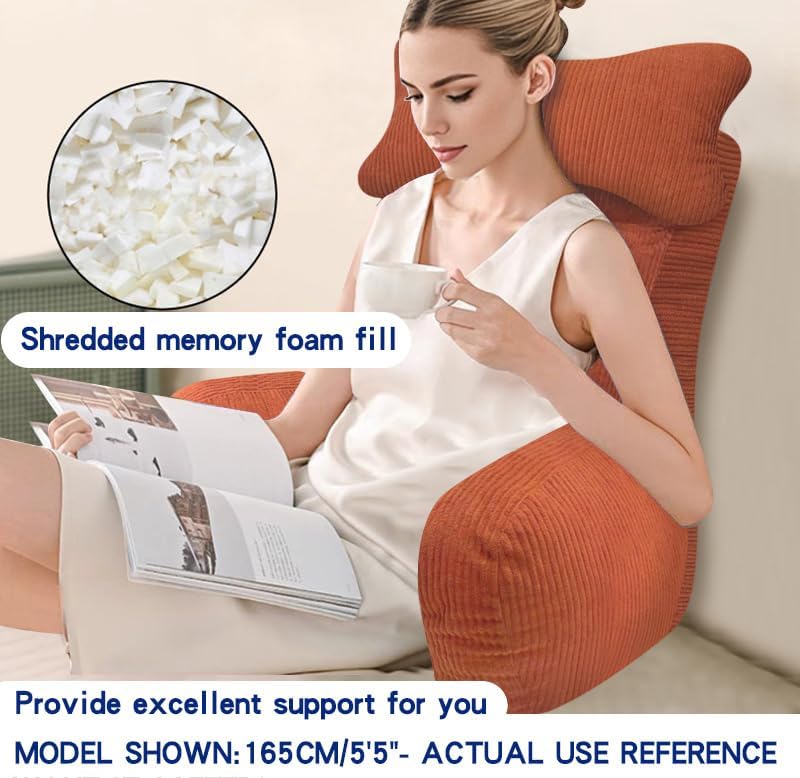 YDCEULARDOH Reading Pillow for Bed Adult – Large Bed Pillow with Arms, Supportive Back Pillow for Sitting Up in Bed for Reading, Watching TV, or Gaming - Image 2
