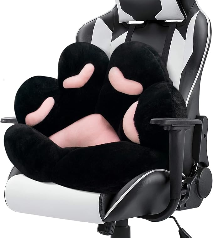 MOONBEEKI Cat Paw Cushion Chair Comfy Kawaii Plush Seat Cushions | Chair Cushion Pillow for Gamer 28"x 24" Cozy Floor Cute Girl Worker Gift, Dining Room Bedroom Decorate, Black by MOONBEEKI