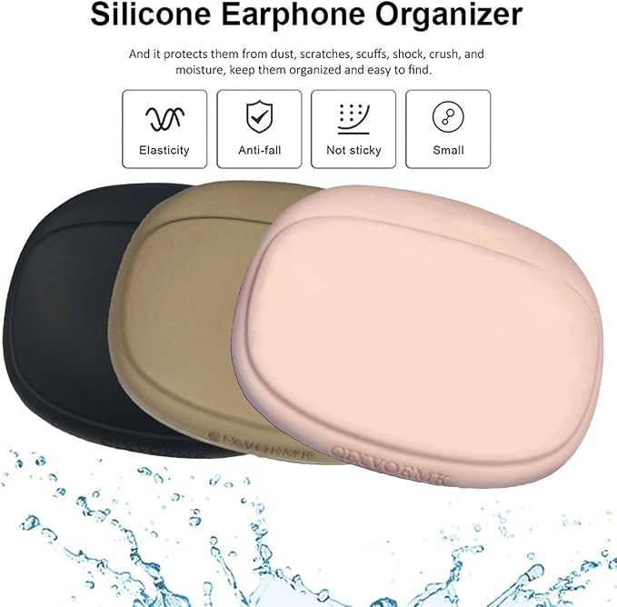 Silicone Headphone Organizer - Data Cable Storage Case - Mini Key Box - Portable Wired Headset Storage Bag (Black - Brown - Nude-3PCS) - Image 3