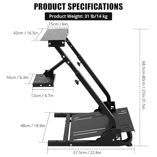 GarveeTech G920 Racing Steering Wheel Stand Shifter Mount fit, Wheel Stand, Height Adjustable & Foldable Steering Wheal Stand Compatible with G25, G27, G29, G920 Gaming NOT Included Racing Wheel - Image 6