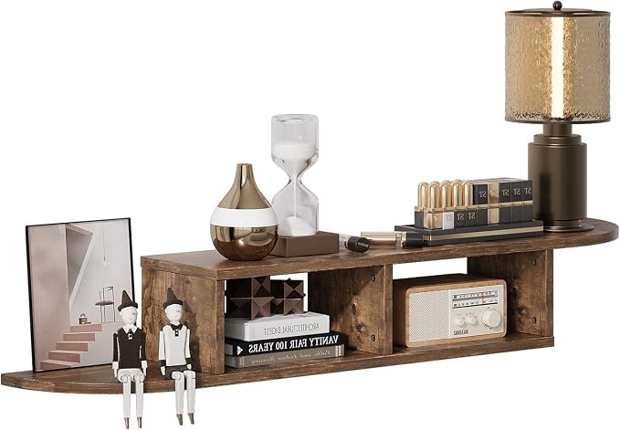 55-Inch Floating TV Stand, Wall Mounted Entertainment Center, Walnut - Image 7