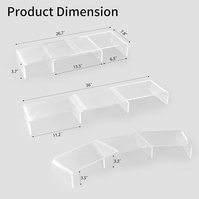 LEKETREE Acrylic Monitor Stand , Clear Monitor Stand for Desk, Computer Accessories for Home Office, Desk Organizer Shelf for Laptop, PC, Multi Media and more - Image 7