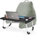 Nestl Reading Pillow with Portable Laptop Lap Desk - Shredded Memory Foam Back Support Pillow for Sitting Up in Bed and Couch Rest Pillows with Arms, Bed Tray Table with Foldable Legs, Sage Green by Nestl
