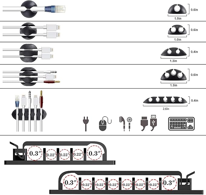 ELII 302PCS Cable Management Kit 4 Cable Sleeve,45Cable Clips - Image 7
