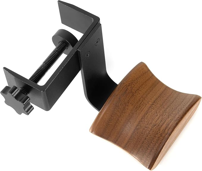 Walnut Wood Headset Holder Universal Adjustable Clamp-on Headphone Stand | Headphone Holder with 6cm Wide Walnut Headrest,Headset Stand Aluminum Headphone Hook for Over Ear and Gaming - Image 9