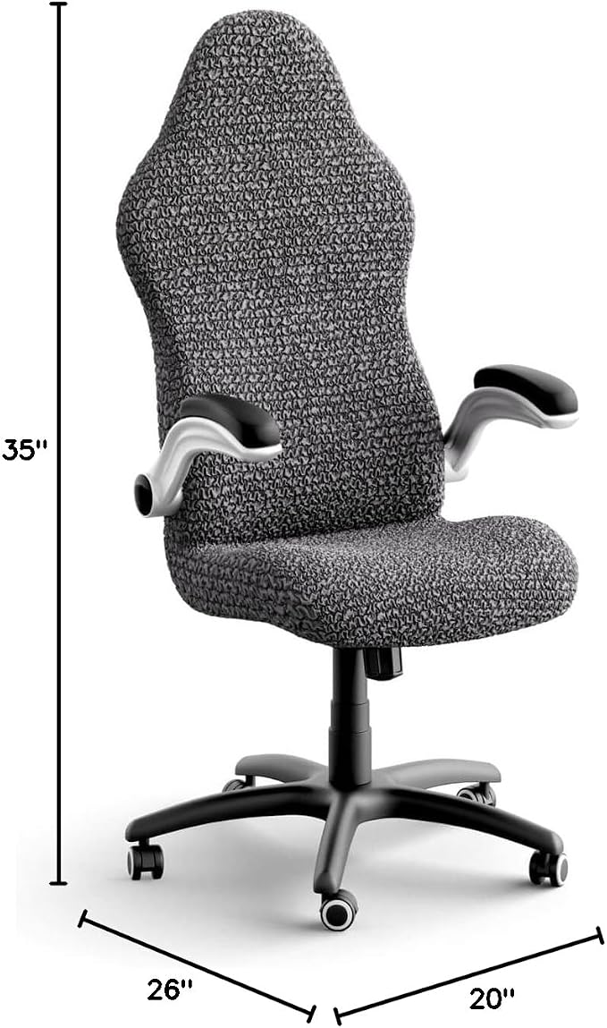 PAULATO BY GA.I.CO. Stretch Office & Gaming Chair Cover – Breathable Desk Computer Armchair Slipcover with Zipper – Bi-Elastic Stretchable Protector Machine Washable – Dark Grey (Office Chair) - Image 10