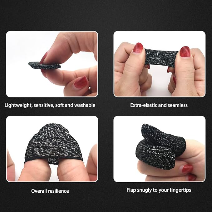Gaming Gloves Finger Sleeve Silver Fiber for PUBG Mobile Touchscreen Device - Image 3