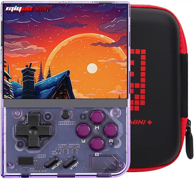 Miyoo Mini Plus with Portable Case Retro Emulator Handheld Game Console Latest Version with WiFi & RTC, 3.5’’ 640*480 IPS Screen 3000mAh Battery, Pulper 64GB by MIYOO
