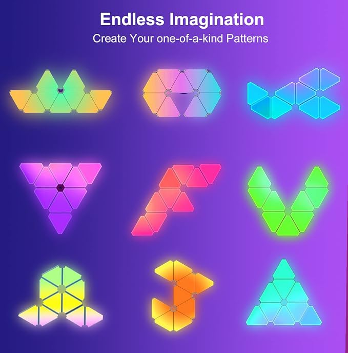Triangle Lights LED Light Panels, Smart LED Wall Lights RGB Gaming Lights with Remote, Gaming Room Decor Work with Alexa Google Assistant,APP & Voice Control Music Sync for Bedroom/Streaming,9 Pack - Image 9