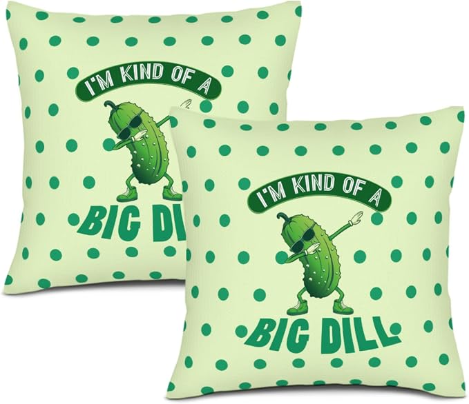 Pickle Throw Pillow Cover Funny Pillow Cases 18"x18" Set of 2, Farmhouse Decorative Cushion Covers for Sofa Couch Bed Chair Living Room Home Decor by Unknown