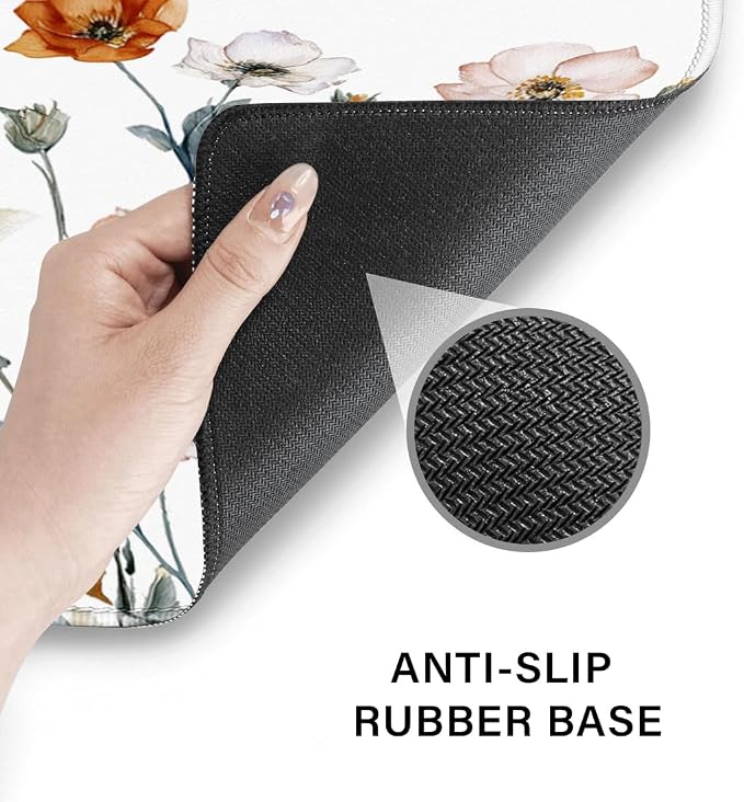 Desk Pad and Keyboard Wrist Rest, Large Mouse Pad + Keyboard Pad+Mouse Wrist Support, Non-Slip Desk Mat Protector for Office, Home 31.5×11.8 Inches Cute Floral - Image 5