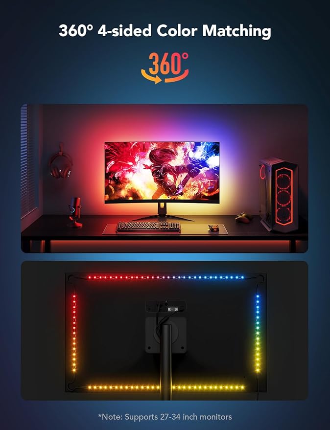 Govee Gaming Light for Monitor G1, RGBIC LED Backlight for 27-34 Inch PC - Image 6