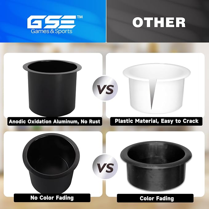 GSE Jumbo Aluminum Cup Holder for Casino Poker Tables, Black, 10-Pack - Image 4