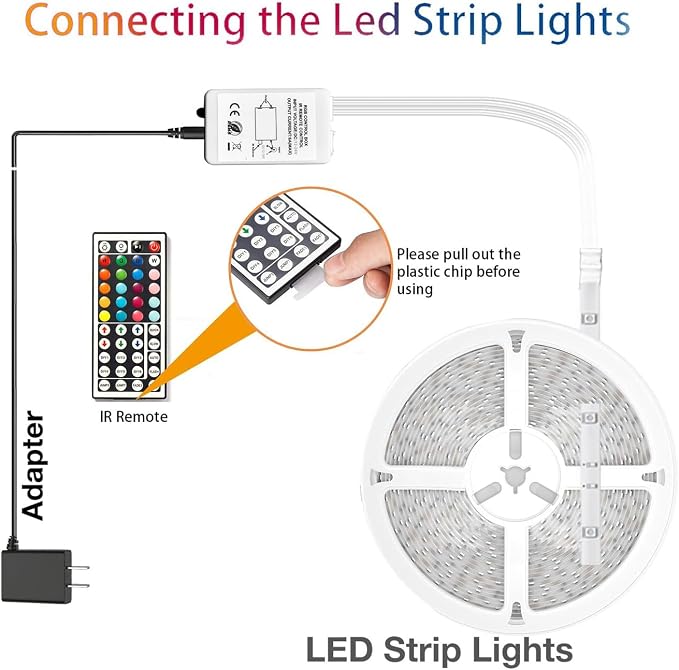 dalattin 32.8ft Led Strip Lights,RGB Led Lights for Bedroom Color Changing Light,Decoration for Bedroom Room Party,Halloween Decor with 44 Keys Remote,1 Roll of 32.8ft - Image 3