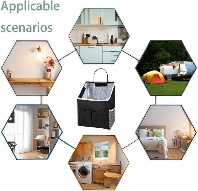2pcs Wall Hanging Storage Bag,Wall Hanging Organizer Bags with Pockets, Wall Organizer Storage for Dormitory Bathroom Bedroom Kitchen(Black) - Image 4