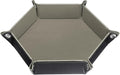 HARFINGTON PU Leather Dice Tray Unisex Valet Tray Folding Hexagon Tray Portable Entryway Table Nightstand Bedside Desk Holder for Key Wallet Watch Coin Jewelry, Gray by HARFINGTON
