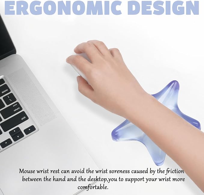 Gel Wrist Rest for Keyboard and Mouse Transparent Blue Sea Star Elbow Pad Cushion Ergonomic Cute Clear Cool Mouse Wrist Pad Silicone Non-Slip Support for Computer Gaming Office Hand Pillow Ocean Beach - Image 5