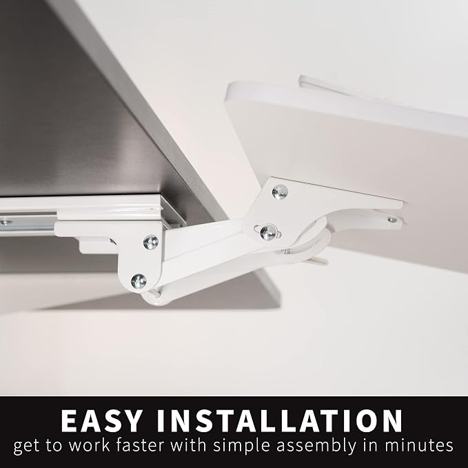 VIVO Adjustable 25 x 10 inch Computer Keyboard and Mouse Platform Tray Ergonomic Under Table Desk Mount Drawer Underdesk Shelf, White, MOUNT-KB03W - Image 9