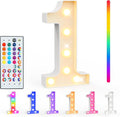 Pooqla Colorful Light Up Numbers, 35 Colors LED Marquee Number Lights for 1st Birthday Decorations with Remote, RGB Lighted Numbers Gift for Girls Boys for Party, Night Light, Room Decor, Number 1 by Pooqla