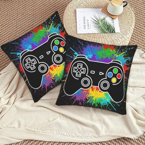 Gamer Gaming Lover Gift Pillowcase Set of 2 Game Joystick Throw Pillow Covers Shells for Couch Office Bedroom Home Decoration, 20"X20" - Image 5