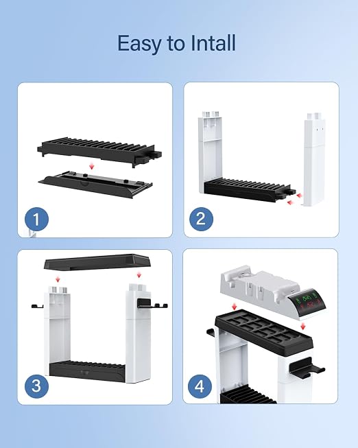 Switch Games Organizer Holder and Charging Dock for Nintendo Switch & Switch OLED Joy-Cons/Original Switch Pro Controller - Nargos Switch Storage Rack Stand Accessories kit - Image 6