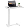 Overbed Bedside Table with Hidden Casters, Adjustable Pneumatic Mobile Laptop Computer Standing Desk, Rolling Laptop Table, Movable Overbed Table Hospital Home Use, White by SimpleDeluxe
