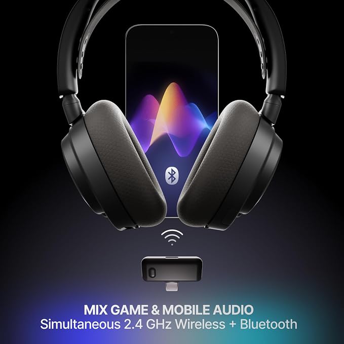 SteelSeries Arctis Nova 7 Wireless Gen 2 Gaming Headset - Real-Time App Control, 50+ HR Play, Neodymium Drivers, Mix 2.4GHz/Bluetooth, PC, PS5, PS4, Switch 1/2, Mobile - Black - Image 4