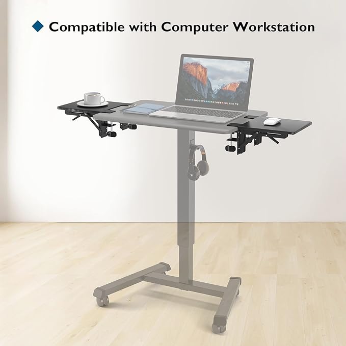BONTEC Ergonomic Desk Extender Tray, 9.5"x9.1" Wrist Rest Shelf | 90°Foldable Elbow Support, Table Mount Arm, Clamp on Computer Arm Rest for Desk, Office & Home Use,Durable Easy to Install - Image 5