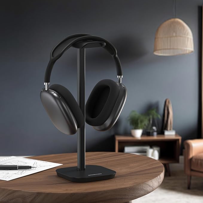 Headphone Stand, Desktop Headset Holder Heavy Base Desk Earphone Stand Aluminum Gaming Headset Hanger Rack for AirPods Max, AirPods, AirPods Pro, Sony, Beats, Bose, Razer and More(Black) - Image 7