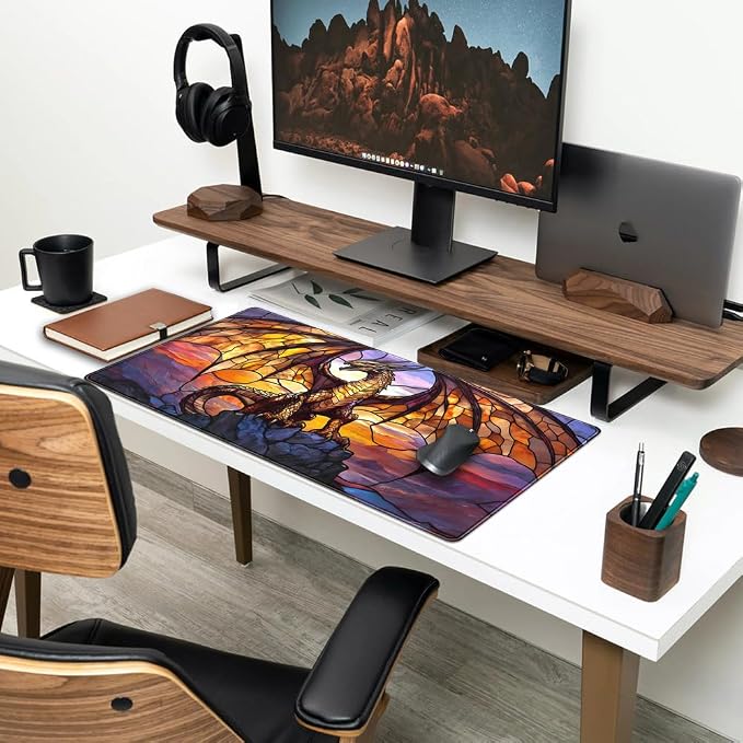Dragon Desk Mat Large Mouse Pad XXL Extended Gaming, Gamer Gift Play Mat Desk Mousepad with Stitched Edges, Keyboard Mouse Mat for Work Game Office 31.5x15.7 in-Gift for Boyfriend or Son - Image 3