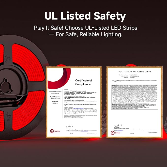 BTF-LIGHTING UL Listed Red Color 3mm Width FCOB COB LED Strip Light - Image 2