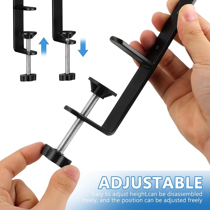 2Pcs Desk Clamp, Metal Pegboard Fixing Mount Extended Version, Black Desk Mount Bracket for Office Game Home Desktop Accessories Bracket - Image 4