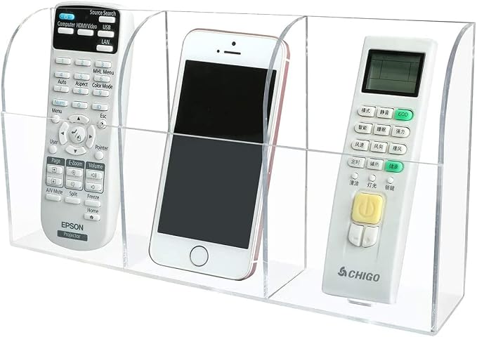 Large Acrylic 3-Slot Wall Mounted Smart Phone Charging Holder Station Clear Hanging TV Remote Controls Holder Media Organizer Wall Pansyling - Image 8