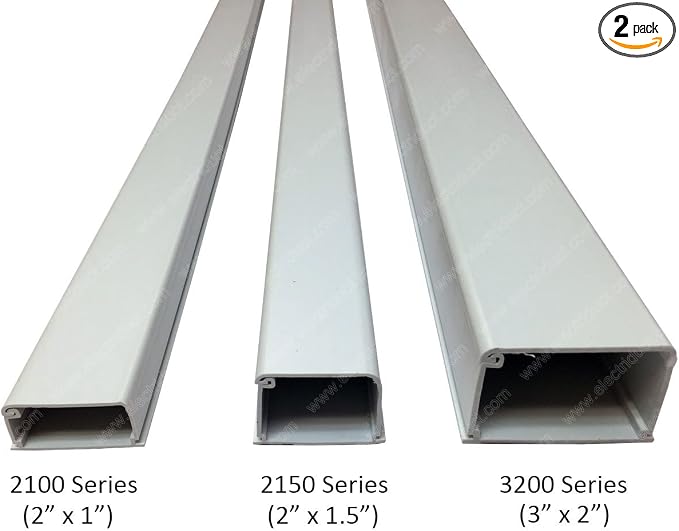 Electriduct XX-Large Latching Cable Raceway - 3" x 2" Channel Size - 2 Sticks - 58" (9.6 Feet Total) - White by Electriduct